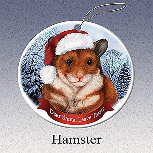 Holiday Pet Gifts Hamster Santa Hat Porcelain Christmas Tree Ornament