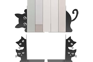 Peeping Cat Bookends for Shelves Decorative, Metal Book Ends for Heavy Books Book Stopper, Cute Cat Book Ends for Shelves Boo
