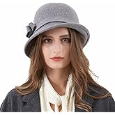 Ladies Wool Felt Bucket Hat Women Vintage Cloche Fedora Winter Church Bowler Hat with Bow