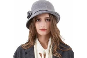 MK MATT KEELY Ladies Wool Felt Bucket Hat Women Vintage Cloche Fedora Winter Church Bowler Hat with Bow