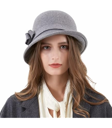 ORIDOOR Women Vintage Wool Felt Flowers Bucket Cloche Bowler  display picture 2