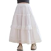 Happy Cherry Girl's Tiered Midi Skirt Stretch Waist Big Swing a line Skirt Kids Summer Skirts for Teen Girls 7-16Years