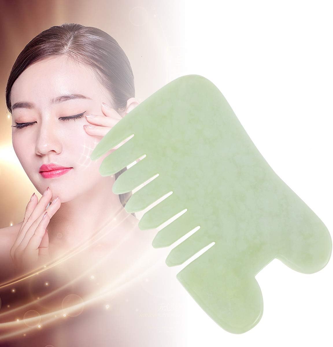Jade gua sha Scraping Massage Tool Comb Shape for SPA Therapy Trigger, Green - Image 4