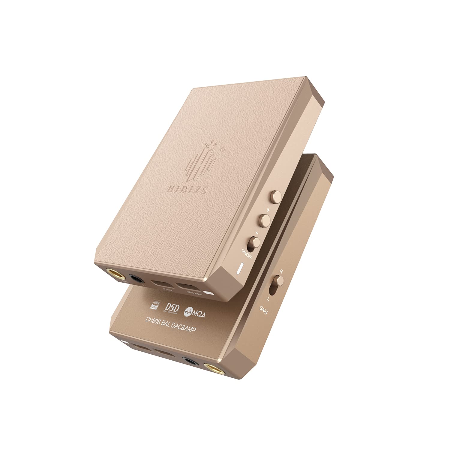 HIDIZS DH80S Portable Balanced DAC & AMP, Supports MQA Audio Technology, DSD64/128 Portable Audio Decoding Amplifier, 4.4mm/3.5mm Port Output for Windows 10/Mac OS/iPad OS/Android/iOS System (Gold)