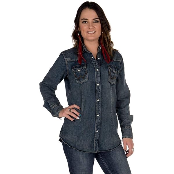 Chemise Western Wrangler Femme – Brun Moyen à Manches Longues Imprimé Paisley
