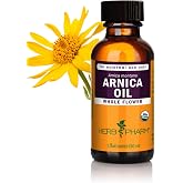 Herb Pharm Arnica Oil &ndash; USDA Organic Topical Herbal Oil for Face &amp; Body, Whole Flower Arnica Extract for Massage &amp; Skin Care, Non-GMO, Vegan, 1 fl oz