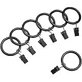 Amazon Basics Curtain Rod Clip Rings for 1" Rod, Set of 7, Black