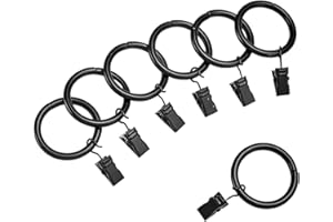 �鶹�� Basics Curtain Rod Clip Rings for 1" Rod, Set of 7, Black