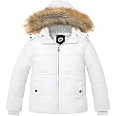 Garemcy Girl's Metallic Winter Coat Warm Puffer Jacket Insulated Shiny Down Coat with Detachable Hood with Fur
