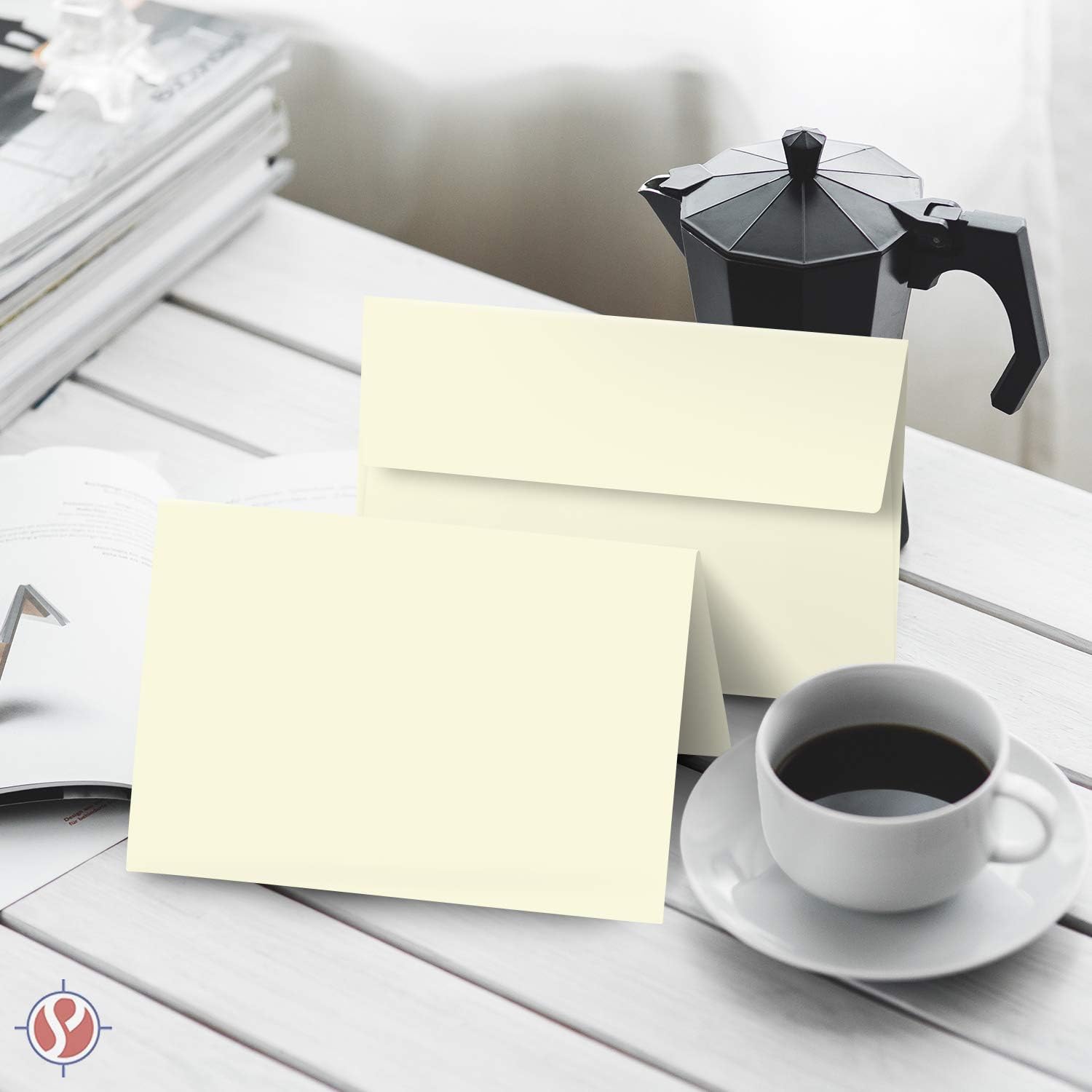 A6 Blank Cream Folding Greeting Cards | 4.5 x 6 Inches (When Folded) | Durable and Thick 80lb (216gsm) Card Stock | 50 Cards and Envelopes per Pack : Office Products
