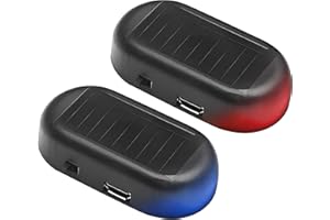 QUICTO 2PCS Car Solar Simulated Anti-theft Alarm Light, LED Simulated Imitation Security Flash Fake Light (Blue and Red)