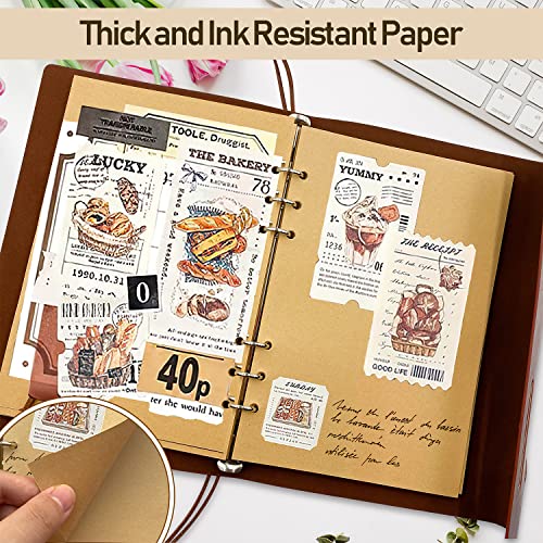 A5 PU Leather Notebook with Kraft Paper Refillable Vintage Refillable for Notebook Travel Journal, Bound Beautiful Travel Diary Ring Binder Sketchbook Vintage Notebook (A5 Brown)