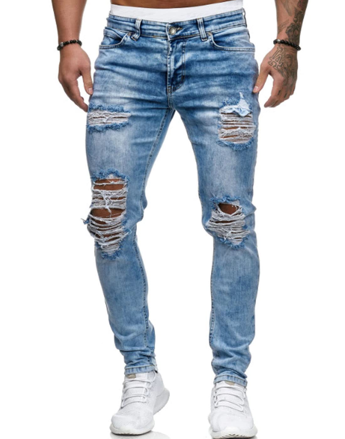 Photo 1 of **SMALL** HUNGSON Men's Ripped Skinny Jeans Stretchy Slim Fit Jeans Pants for Men