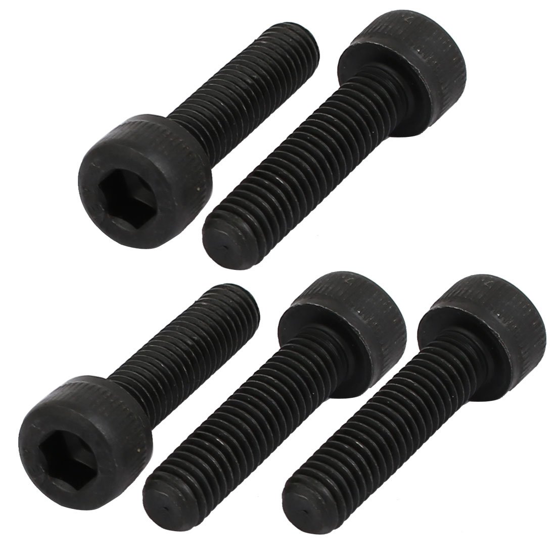 Sourcingmap 5pcs M5x20mm Fully Thread 12.9 Grade Hex Socket Cap Left Hand Screw Bolt Black