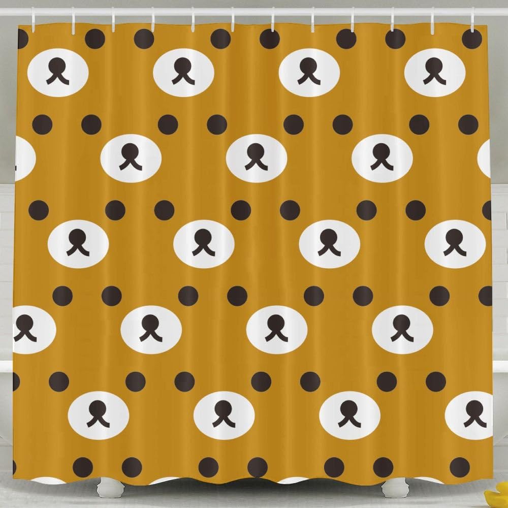 YSCL BATH Rilakkuma Brown Face Bath Curtains Waterproof Polyester Fabric Decorative Home Bathroom Shower Curtain (60" W X 72" H)