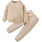 SOBOWO Toddler Baby Boy Clothes Winter Solid Long Sleeve Pullover Sweatshirt Pants 2Pcs Fall Outfits Sweatsuit Set 24M-6Y