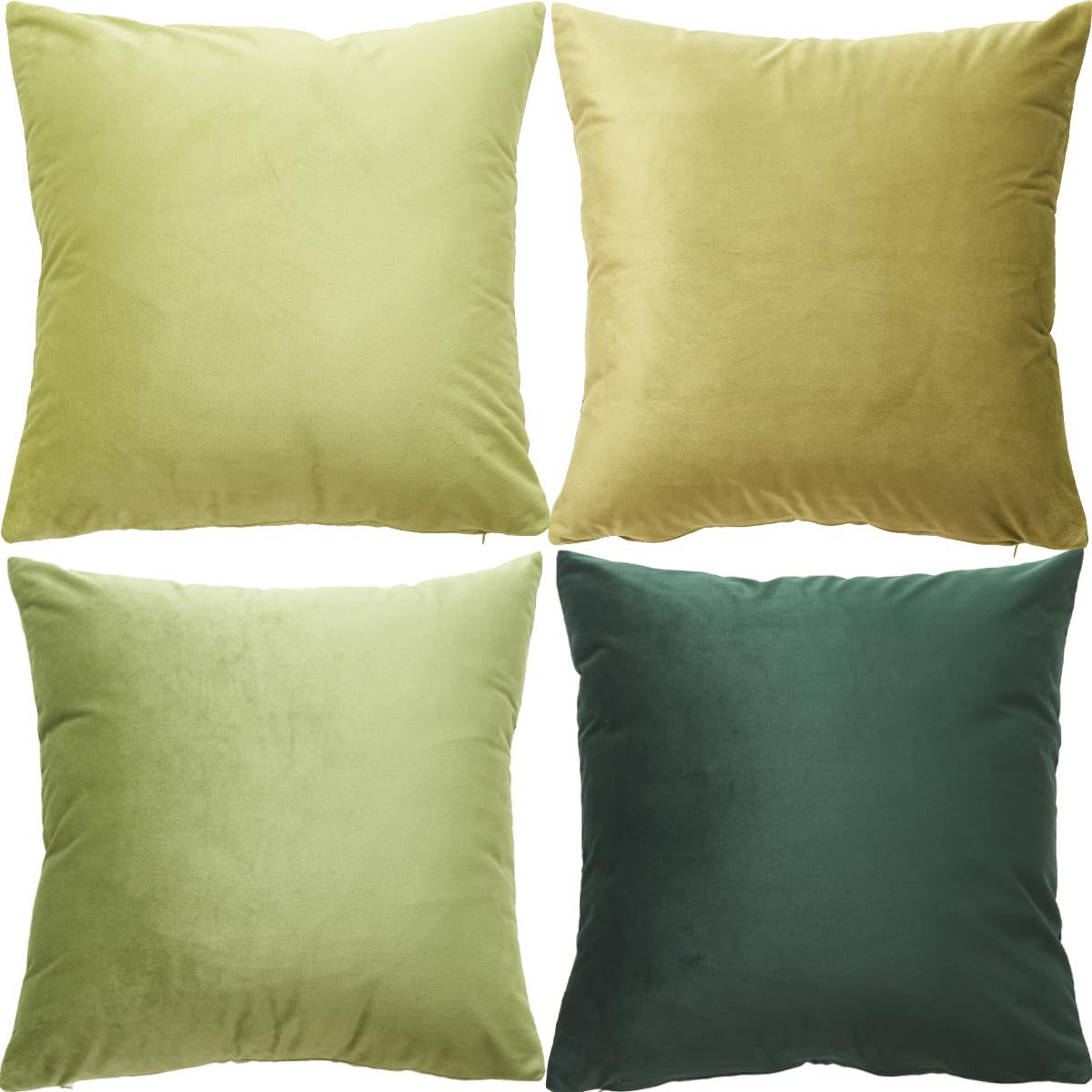 GONOVE Cushion Covers 40cm x 40cm Soft Velvet Colorful Plain Pillowcase Set of 4 Square Decorative Throw Pillow Cover for Home Sofa Bed Chair, Green Series โ image 1