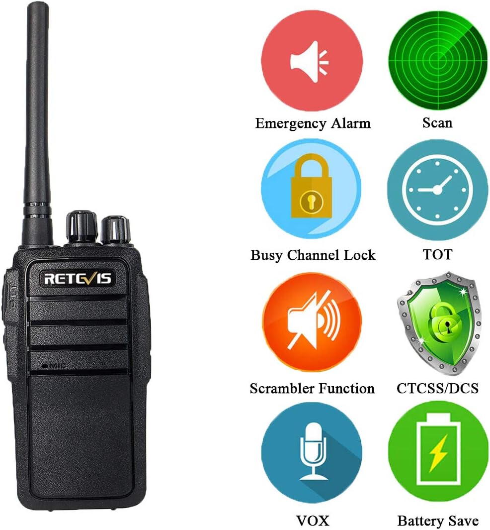 Retevis RT21 Walkie Talkies, Professional Two Way Radios with Clear Audio 1200mAh Battery - Image 5