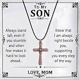 Someki To My Son Necklace Christian Cross Pendant Xquisitely Engraved Lord'S Prayer Necklace Birthday Inspirational Gifts for Son