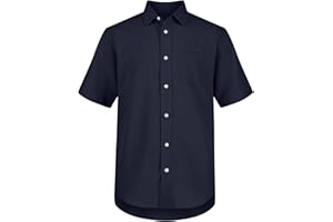 Nautica Boys School Uniform Short Sleeve Button-Down Oxford Shirt, Chest Pocket, Breathable Fabric