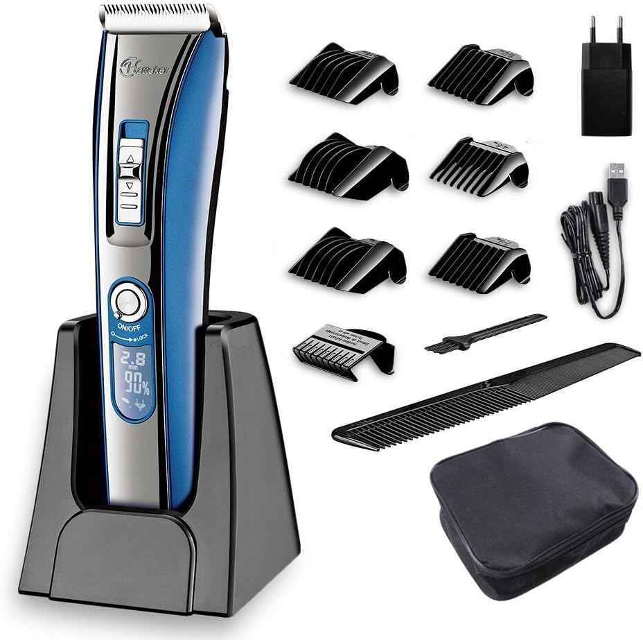 hatteker tondeuse cheveux tondeuse barbe professionnelle electrique avec ecran lcd sans fils usb rechargeable imperméable