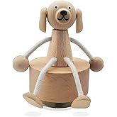 Wooden Dog Music Box Gift for Daughter Girls Son, Fun Puppy Figurine with Flexible Legs, Personalized Christmas New Year Birthday Gift for Dog Lovers, Wind Up Musical Box Play You Are My Sunshine