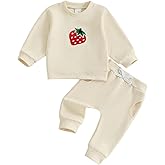 Amnnchya Toddler Clothes for Baby Girls Cute Strawberry Long Sleeve Sweatshirt Pants Girls Warm Fall Winter Outfits Set