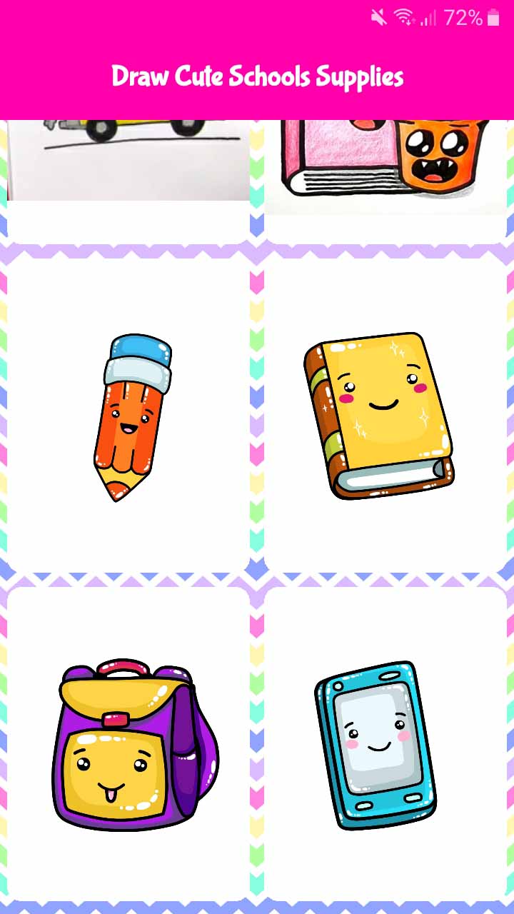 How To Draw Cute School Supplies Step By for