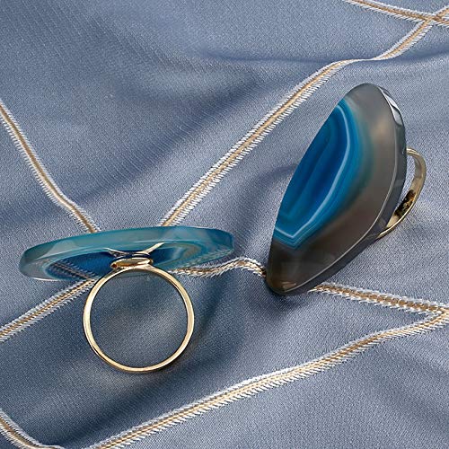 WarmHut Set of 6 Natural Agate Napkin Rings Dining Paper Serviette Rings(Blue) - Thumbnail 6