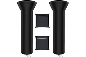 Siruiton Patio Heater Covers with Zipper & Air Vent, Waterproof, Dustproof, Wind & Snow-Resistant, 420D UV-Resistant, Black, 2 Pack (89" Height x 33" Dome x 19" Base)