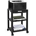 Mount-It! Mobile Printer Stand with Drawer | Height Adjustable Printer Cart with 4 Swivel Wheels and Cable Management | Rolling Printer Stand with Storage, 3 Tier (Black)