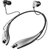 YOSDOM Neckband Bluetooth Headphones, Around The Neck Headphones 24H+ Playtime, Bluetooth Headsets with Call Vibration, Shark Jaw Design Wireless Earbuds+Noise Isolation/Mic/IPX7 Waterproof, Silver