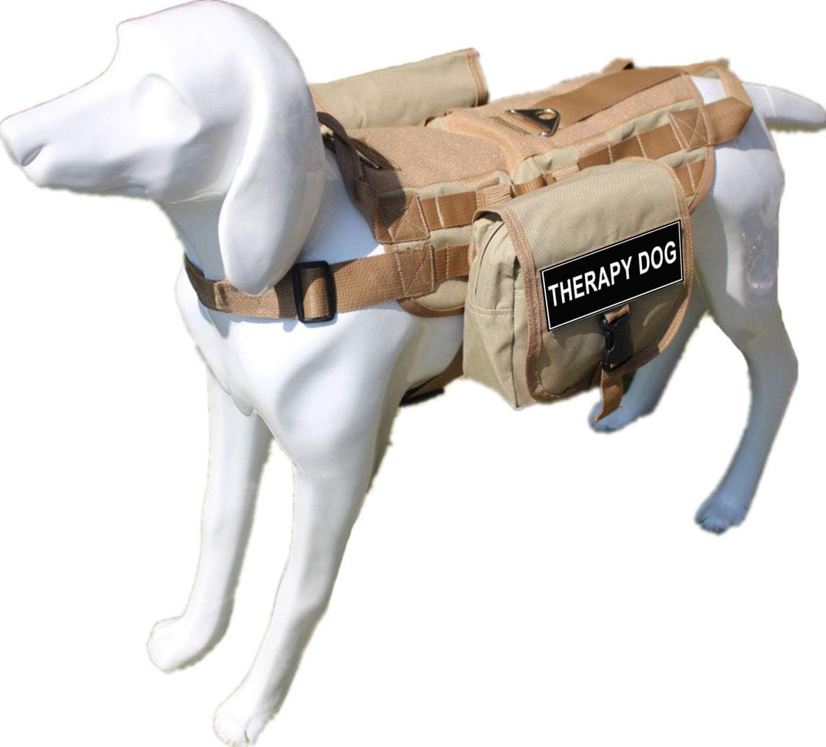 haoyueer Military Tactical Service Dog Training Vest Molle Dog Harness Camping Hiking Traveling 2 Removable Saddle Bag Dogs Backpack Harness and 2 Removable Patches for Medium & Large Dogs