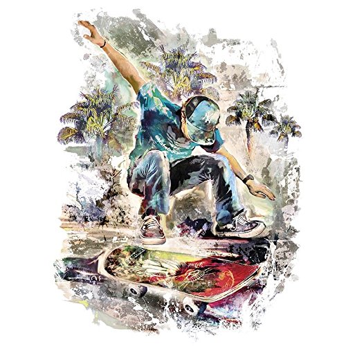 Ideen mit Herz Colour Iron-On Transfers, 23.5 x 34 cm, Filigree without Background, Decorating Textiles such as T-Shirts & Bags with Iron-on Motifs, Easy Iron-On Pictures, DIY Textile Design (Skater)