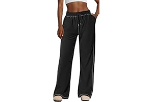 Sweetmoon Wide Leg Sweatpants Women Baggy Soft Lightweight Track Pants Women with Stitching Sweat Pants for Casual Lounging