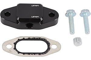 Aramox LS Engine Oil Cooler Bypass Cover, 12577903 Aluminum Alloy Block Off Plate with Double 1/8in NPT Ports Replacement for