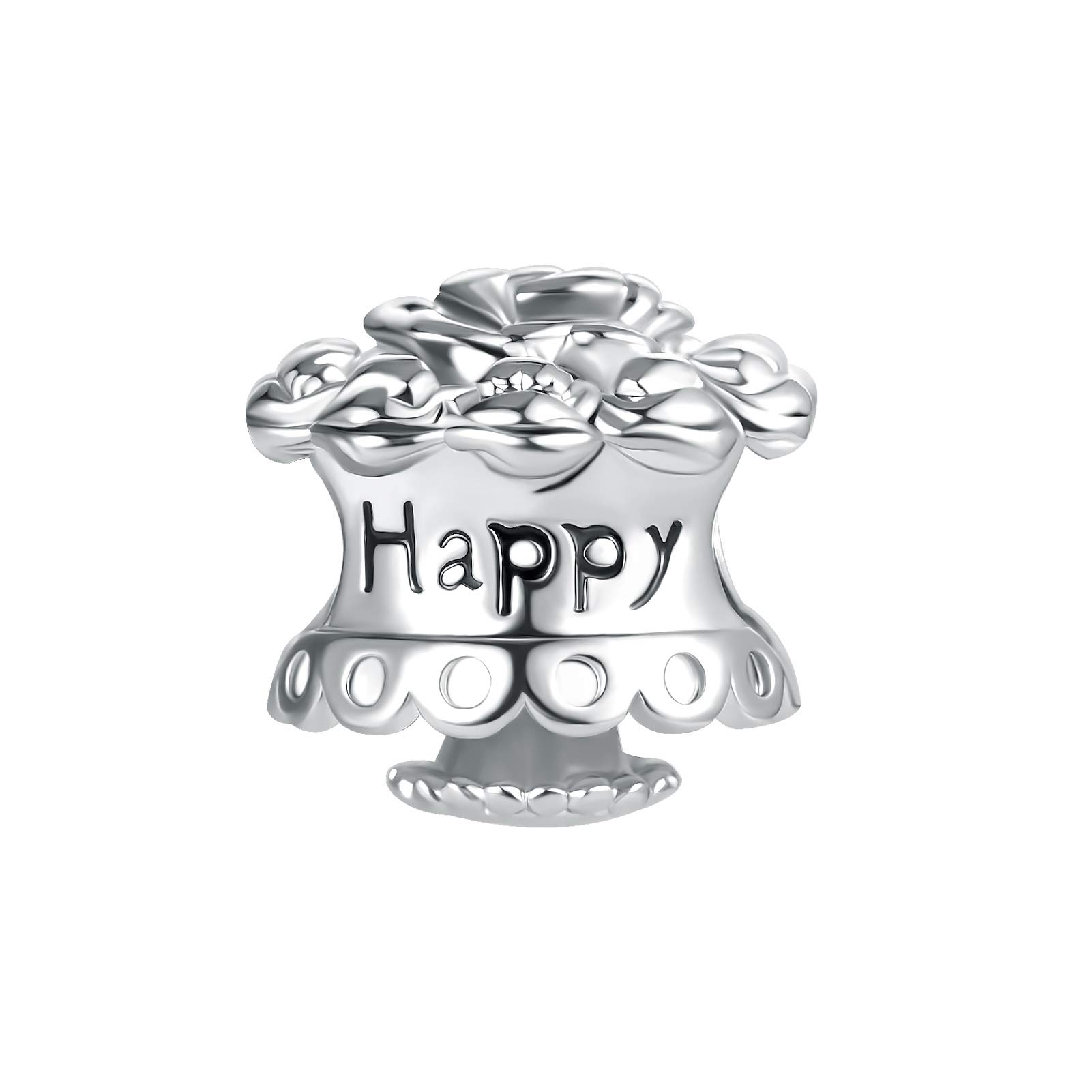 SBI Jewelry Sparkling Happy Birthday Charm Compatible with Pandora Charm Bracelet Silver Day Bead Women Family
