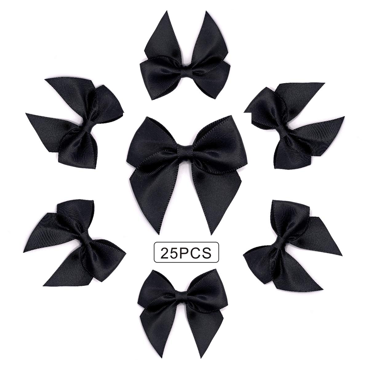 Photo 1 of Briefix 25 Pieces Mini Satin Ribbon Bows with Removable Sticky Gel Pads (Black)