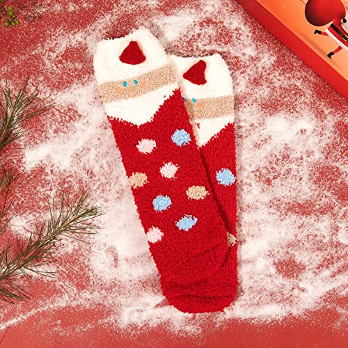 Anchimella Christmas Fuzzy Socks for women 4 pairs Fuzzy Cozy Socks Christmas socks Women Fluffy Plush Crew Slipper Socks