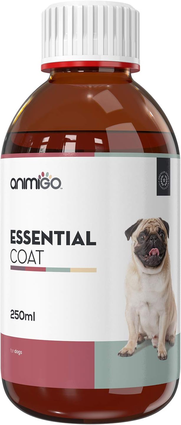 Animigo Essential Coat Care for Dogs- Aid Dry & Itchy Skin. Natural Vitamins Supplement to boost dog hair health & aid itching skin, with Evening Primrose Oil, Omega 3 & 6, Fish Oil for Best Pet Care