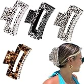 Hair Claw Clips for Women Girls,4pcs Leopard Print Hair Jaw Clips Non slip Strong French Hold Rectangular Vintage Clip,Hair Accessories for Thick Thin Curly Hair