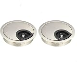 Rayibuir 2 Pack Desk Grommet Kit 60mm Zinc Alloy Brushed Silver Ø60mm