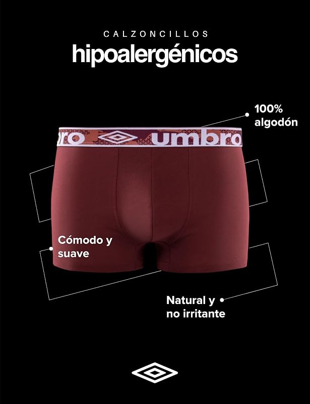 Cuecas íntimas masculinas de algodão liso da umbro (pacote com 5)
