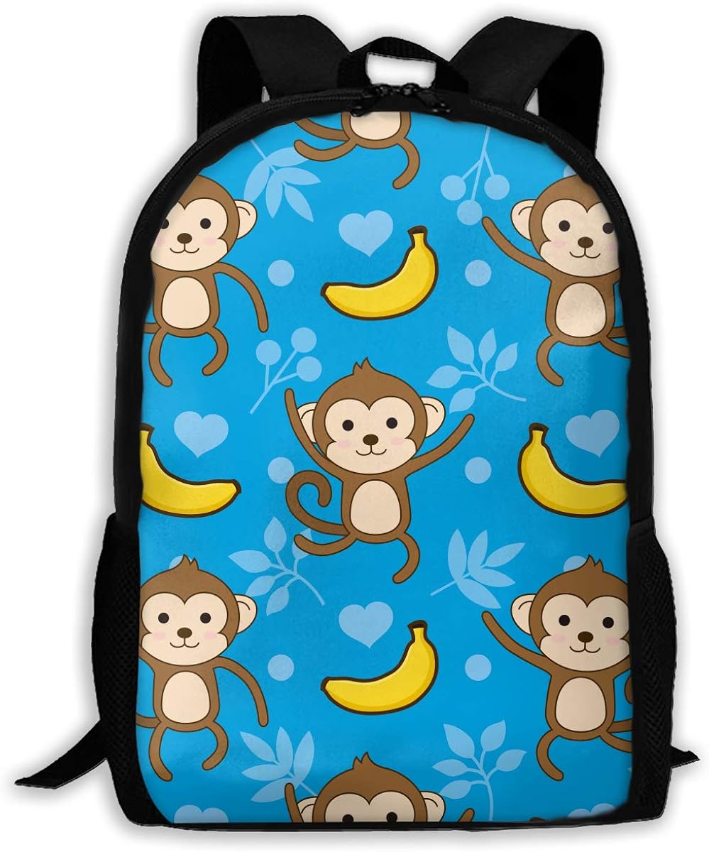 Adult Backpacks Cute Monkey Banana School Bag Travel Daypack Shoulder