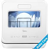 Midea Countertop Dishwasher with 1.32Gal Tank, Baby Care, 5+1 Programs | Portable Dishwasher with No Hookup Needed, High-Temp Drying, Compact &amp; Quiet, Perfect for Apartments, Dorms&amp; RVs