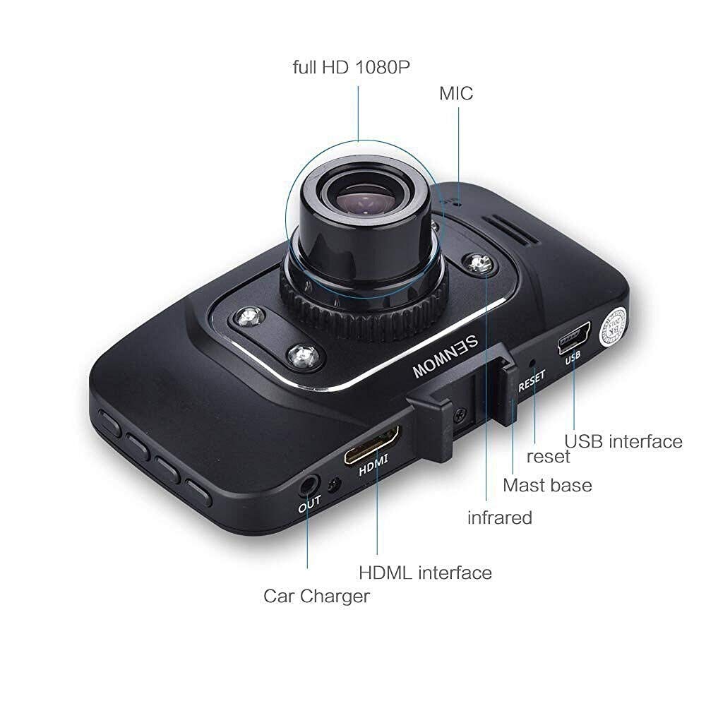SENWOW Dash Cam (32GB Card Included) 1080P Full HD Car Camera 2.7” LCD Driving Video Dashboard DVR Built in G-Sensor, Loop Recording, Night Vision, Parking Monitor, Motion Detection, WDR, GS8000+32G