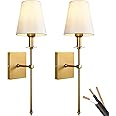 PASSICA DECOR Hardwired Wall Sconces Set of Two 2 Pack Vintage Wall Light Fixture for Bathroom Vanity Stairway Fireplace Kitchen Sink Living Room Bedroom Antique Brass