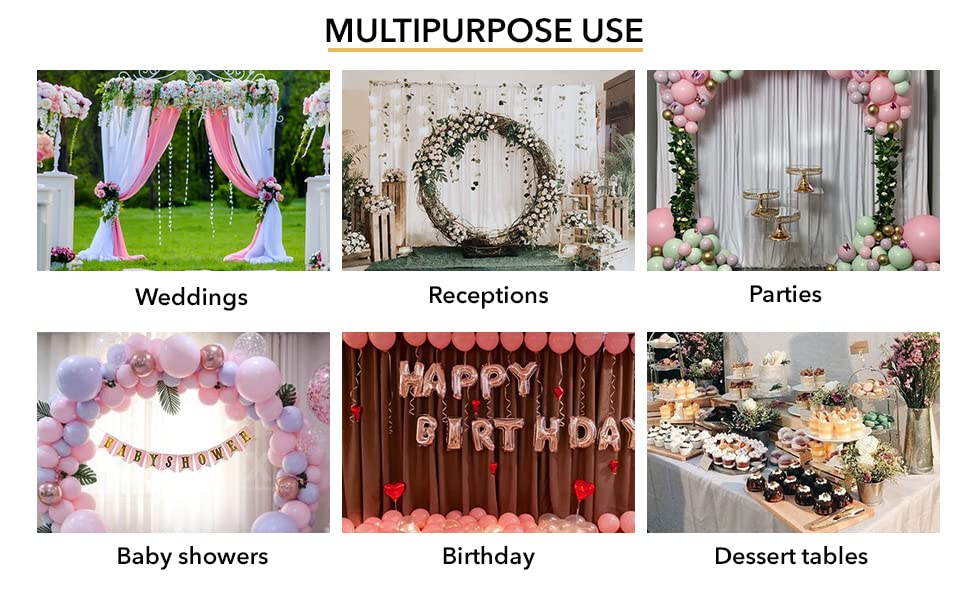 AK TRADING CO. 10 feet x 10 feet Beige Polyester Backdrop Drapes Curtains Panels with Rod Pockets - Wedding Ceremony Party Home Window Decorations