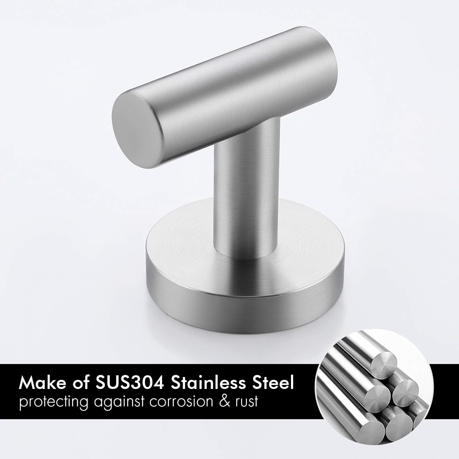 KES Bathroom Wall Towel Hooks No Drill Heavy Duty Robe Hook Holder SUS304 Stainless Steel Brushed 2 Pack, A2164DG-2-P2 - - 