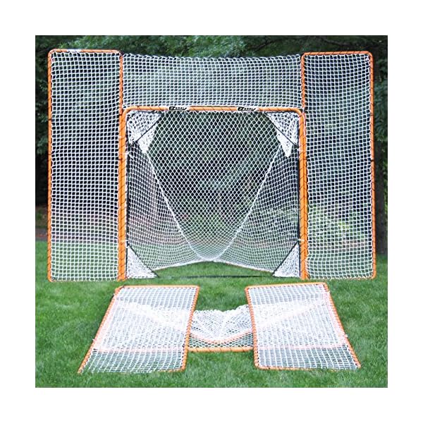 EZGoal Lacrosse Folding Goal with Backstop and Targets, Orange, 6' x 6